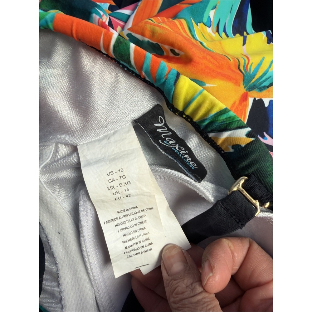 Maxine of Hollywood Swimsuit Ruffle Skirt Dress Size 10 Tropical Floral - Picture 3 of 4